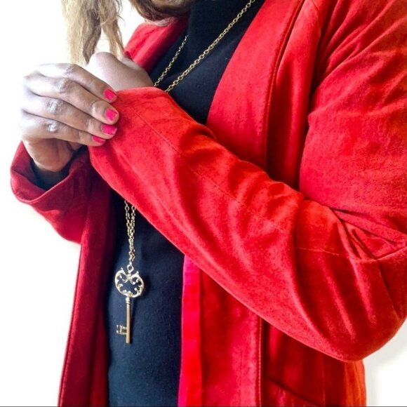 Danier red leather suede vintage oversized  blazer women size small - Picture 4 of 15